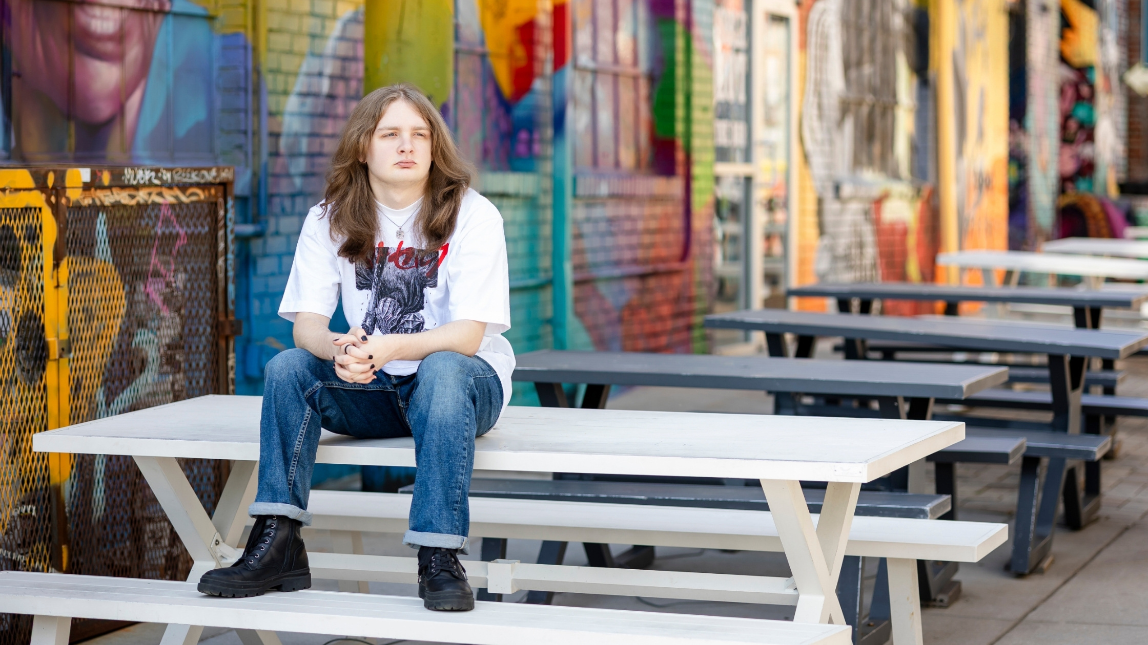 senior guy in the RiNo Arts area of Denver.